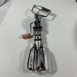 Vintage Stainless Steel Hand Turn Double‎ Beaters Mixer